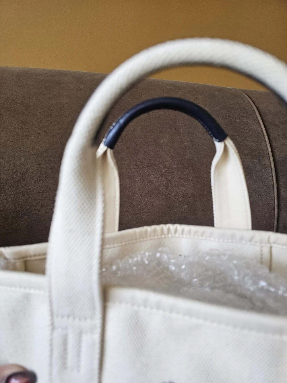 Tory Burch Cream Canvas Logo Tote